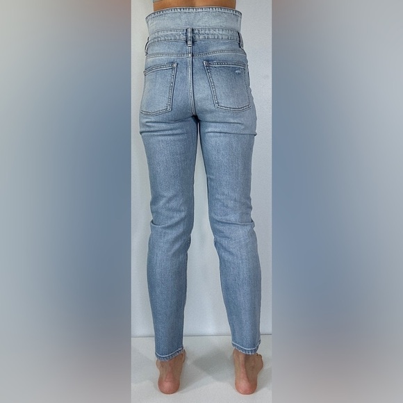 Pistola Woman Light Blue Nico High Rise Mom Fold Over Waist Jeans Size 27 - Picture 3 of 6